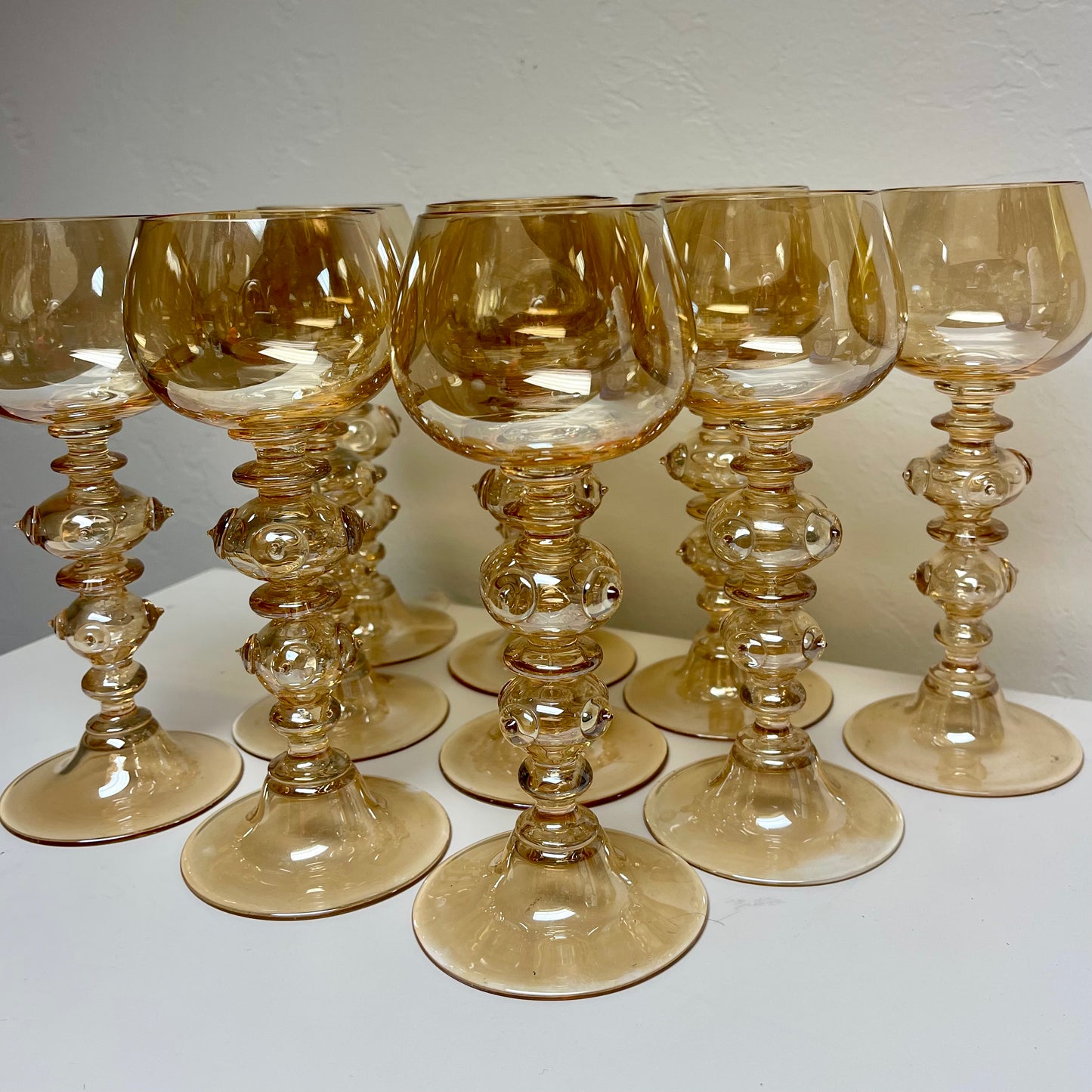 Antique Wine Goblets by Roemer -Germany- set of 10