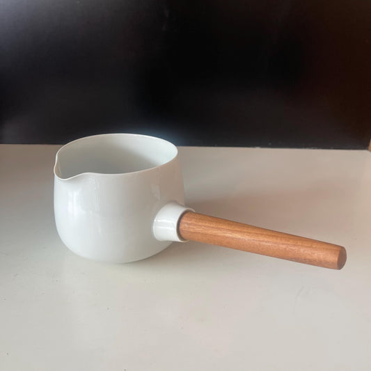 Vintage Henning Koppel Porcelain Teak Sauceboat, 1960s
