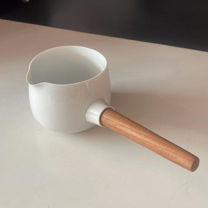 Vintage Henning Koppel Porcelain Teak Sauceboat, 1960s