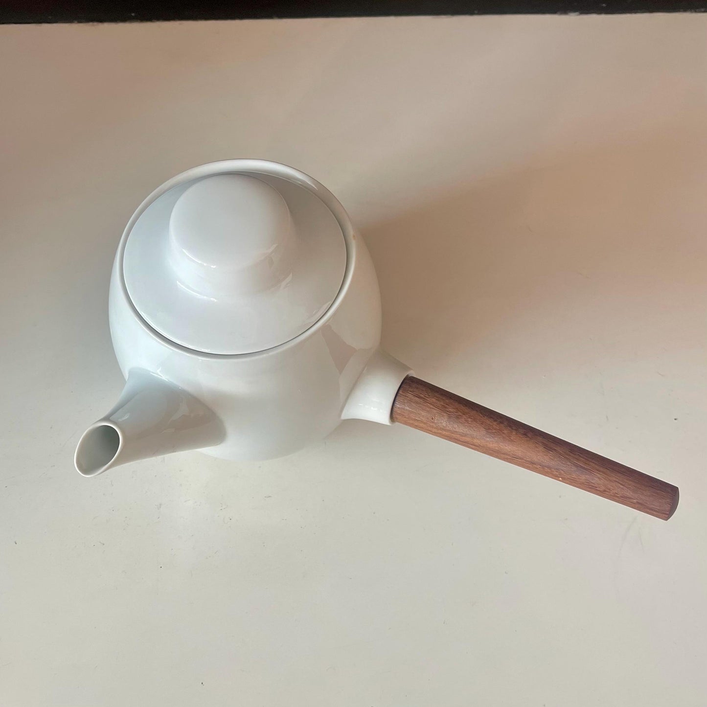 Rare Vintage White Porcelain and Teak Teapot by Henning Koppel for Bing & Grondahl, 1960s No. 301