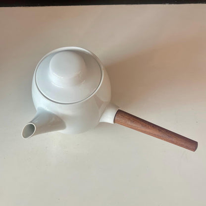 Rare Vintage White Porcelain and Teak Teapot by Henning Koppel for Bing & Grondahl, 1960s No. 301