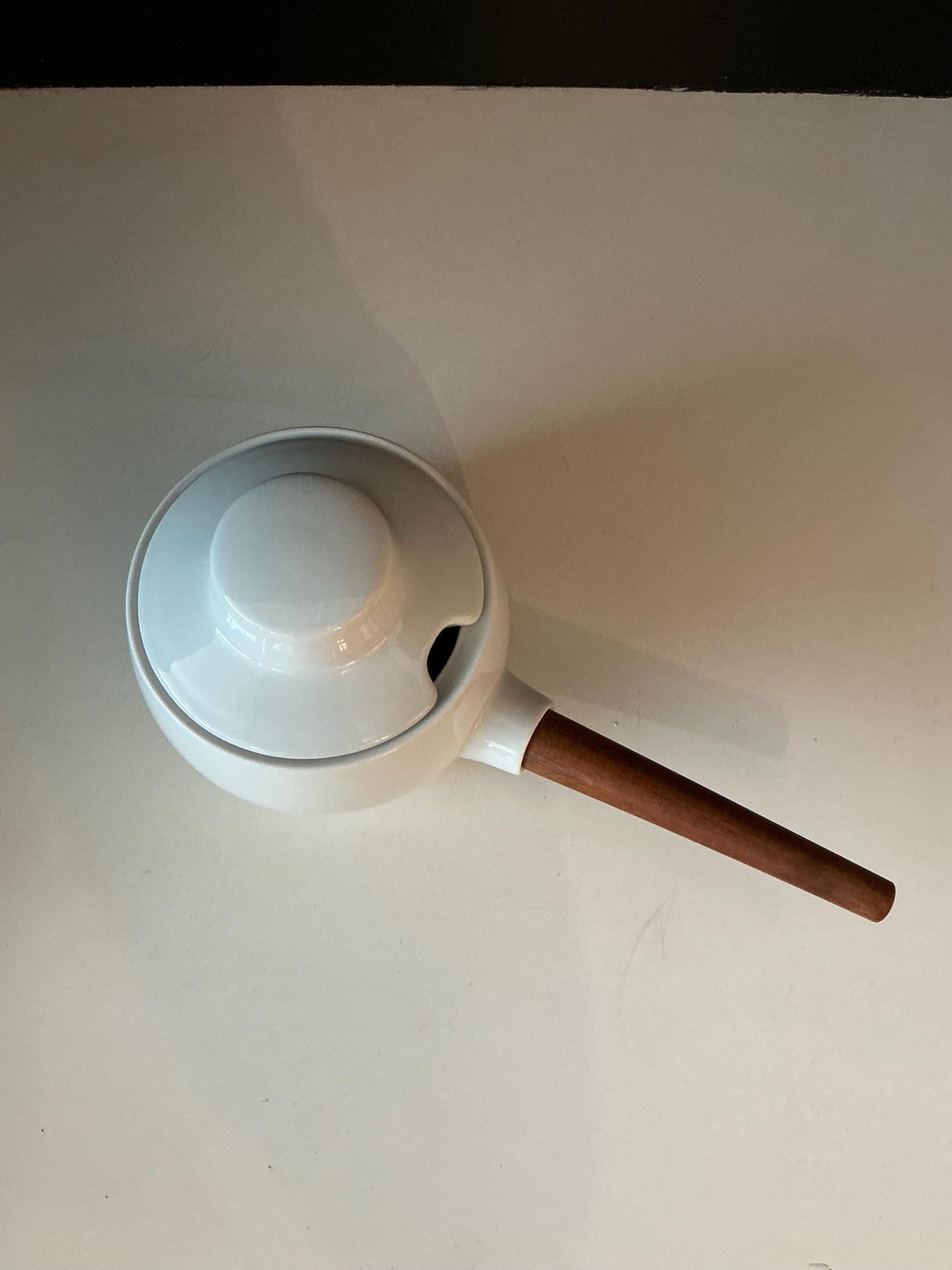 Rare 1960s Henning Koppel Gravy Boat, White Porcelain and Teak, Bing and Grondahl