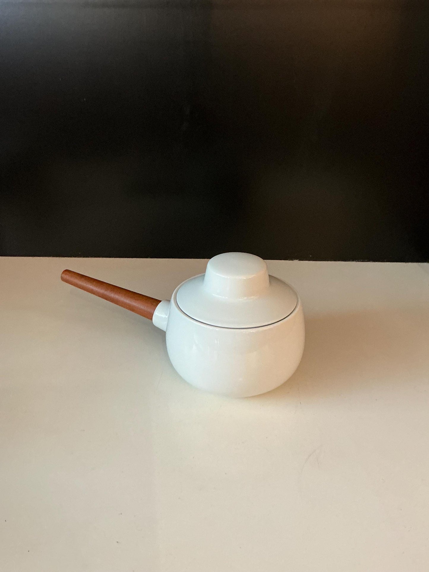 Rare 1960s Henning Koppel Gravy Boat, White Porcelain and Teak, Bing and Grondahl