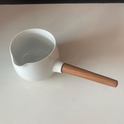 Vintage Henning Koppel Porcelain Teak Sauceboat, 1960s