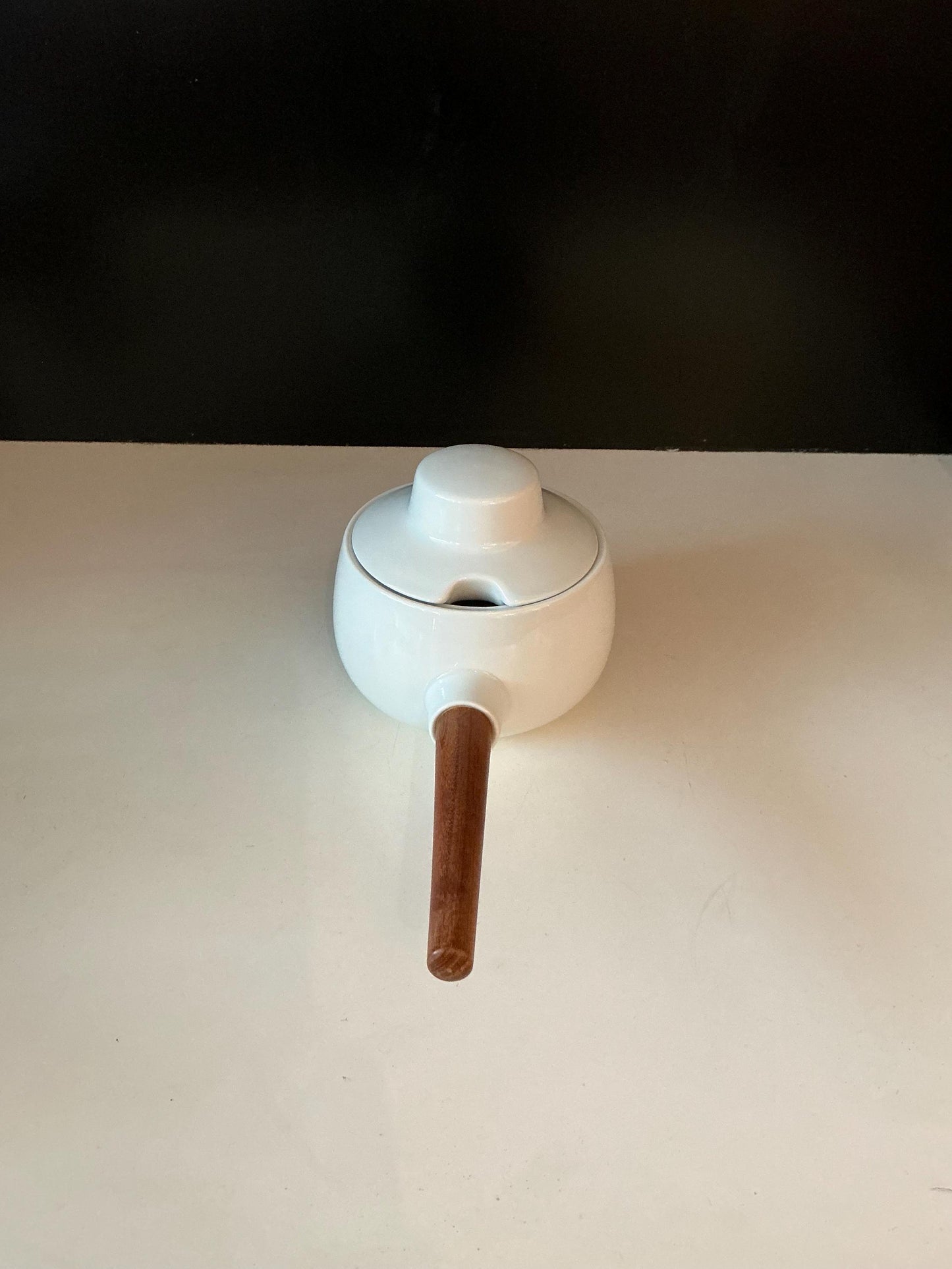 Rare 1960s Henning Koppel Gravy Boat, White Porcelain and Teak, Bing and Grondahl