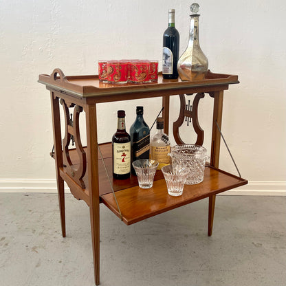 ANTIQUE MAHOGANY LYRE BASE SERVER