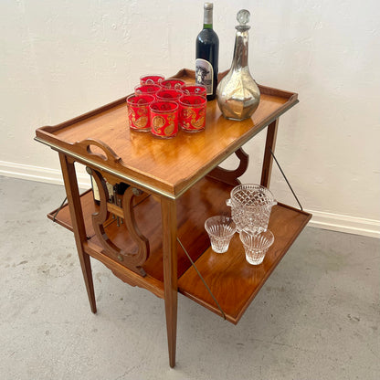 ANTIQUE MAHOGANY LYRE BASE SERVER