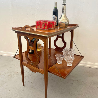 ANTIQUE MAHOGANY LYRE BASE SERVER