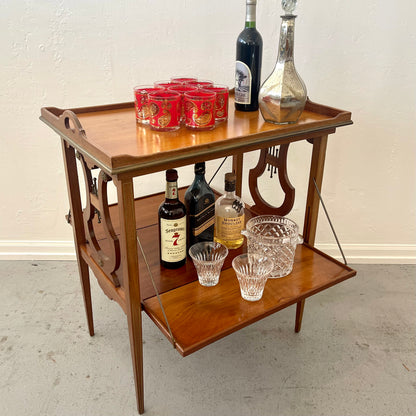 ANTIQUE MAHOGANY LYRE BASE SERVER
