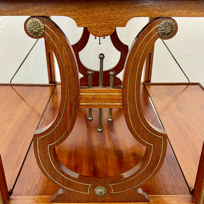 ANTIQUE MAHOGANY LYRE BASE SERVER