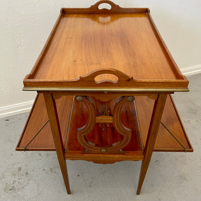 ANTIQUE MAHOGANY LYRE BASE SERVER