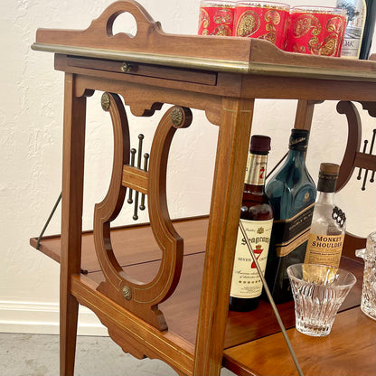 ANTIQUE MAHOGANY LYRE BASE SERVER