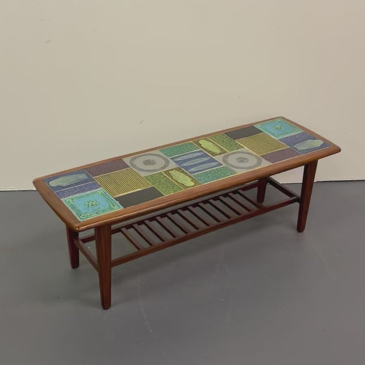 Mid Century Teak & Tile Top Coffee Table By Kenneth Clark - England